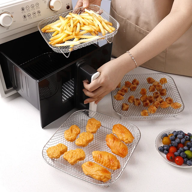 Air Fryer Universal Accessories Metal Oven Air Fryer Racks For Baking Stackable Grill Skewer Rack Fit All Airfryer 4.2Qt - 5.8Qt 2