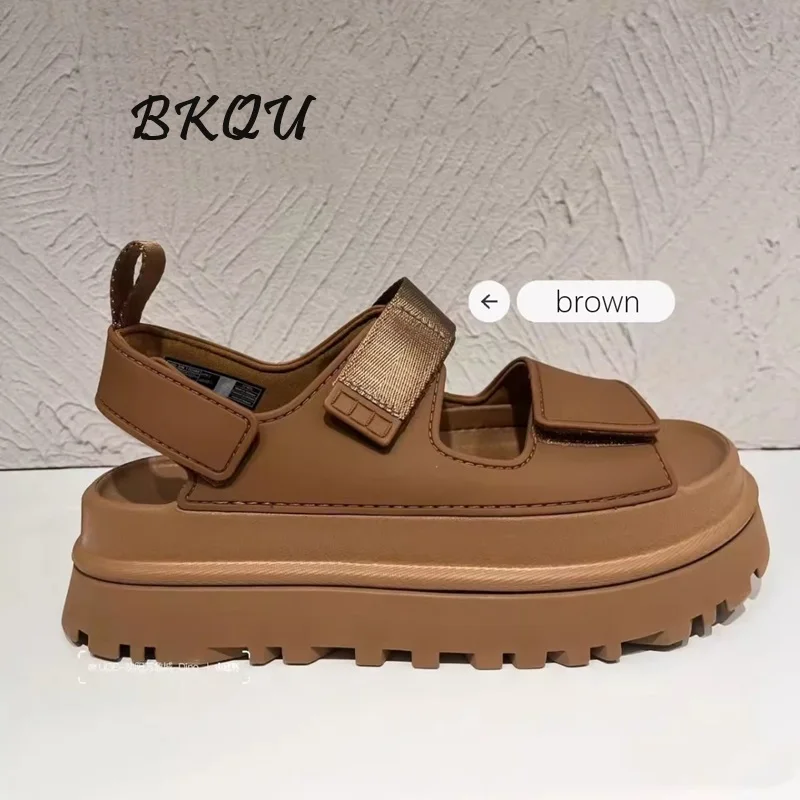 

BKQU Women Sandals 2024 Summer New Muffin Thick Bottom Increase Super Light Comfort All Casual Open-toe Wear High Quality Mule