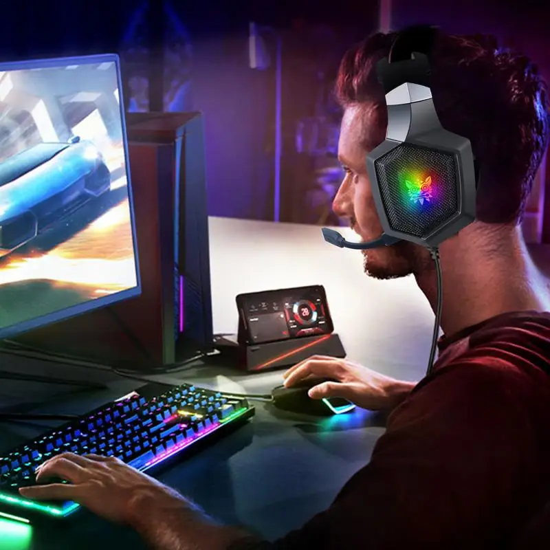 ONIKUMA K8 Gaming Headset RGB Noise Canceling Wired Headphones Gamer Headset For PC Game /XBox One/Laptop Computer Accessories