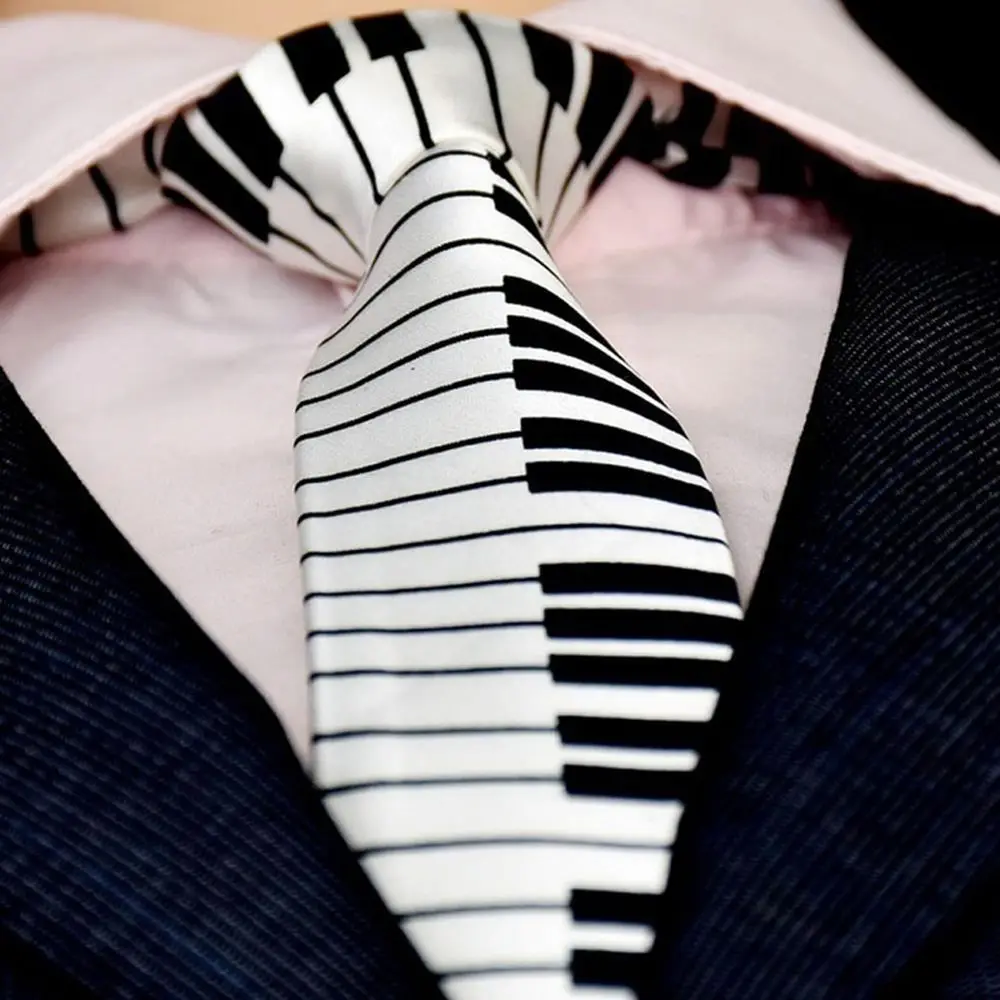 

Slim Keyboard Piano Black & White Casual Tie Music Tie Necktie