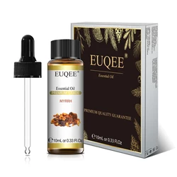 EUQEE 10ml Aromatic Essential Oils Variety Pack - Eucalyptus, Spearmint, Vanilla, Lavender, Lemon, and Oregano for Diffusers, Soap & Candle Crafting (Myrrh)
