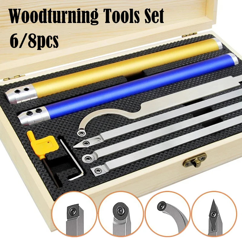Woodturning Tools Set Metal Wood Turning Lathe Tool Kit Carbide Inserts
