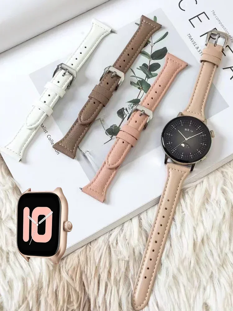 Elegant Slim Leather Bracelet for Women - 20mm/22mm Band