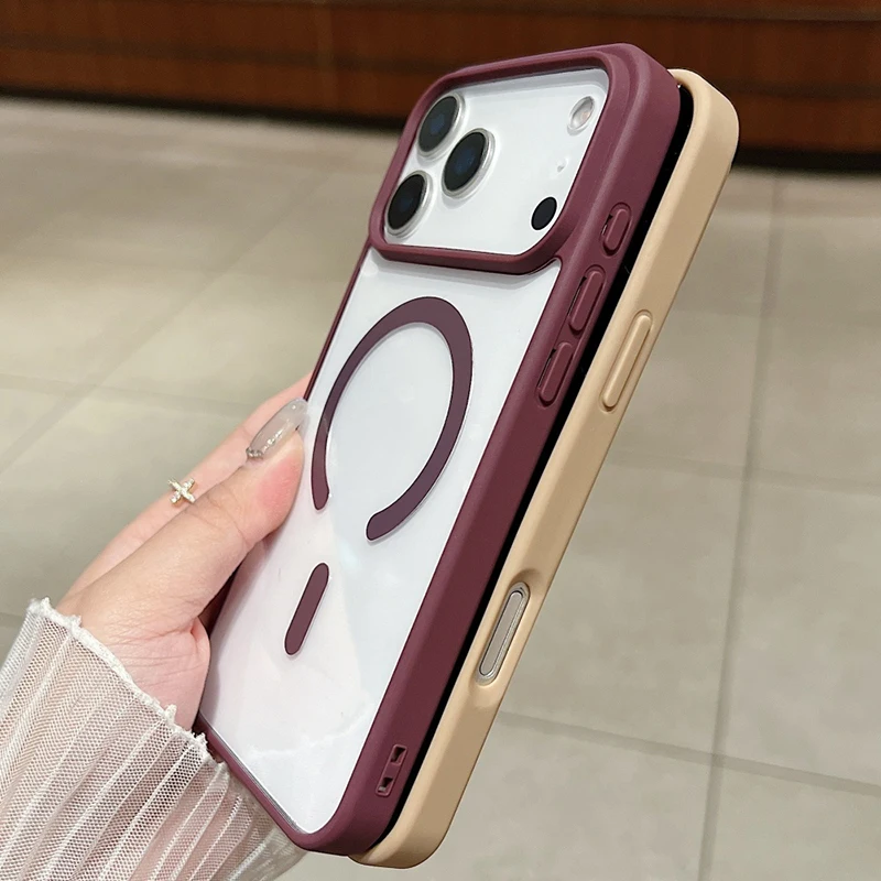 Magsafe-Compatible Clear Shockproof Phone Case with Magnetic Wireless Charging Capability