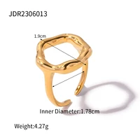 Uworld Top Quality Geometric Wide Stainless Steel Ring 18K Gold Color Waterproof Fashion Minimalist Statement Charm Jewelry Wome - Image 6