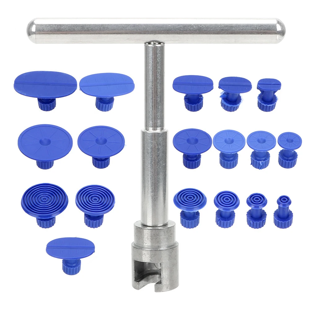 

19pcs/set Car Dent Repair Puller Remove Dents Suction Cup Silver + Blue With 18 Pulling Tabs Universal Easy Installation