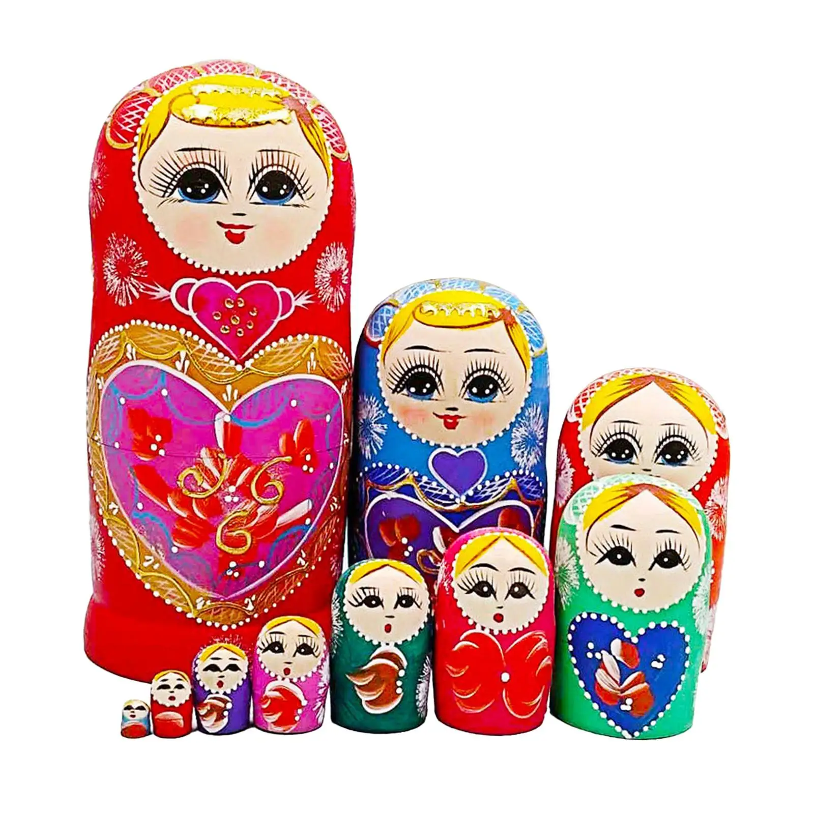 

10 Pieces Nesting Doll Toy Crafts Wishing Gift Tabletop Matryoshka Decor