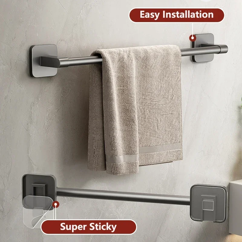 Bathroom Towel Holder Without Drilling Self-Adhesive Rack Rail