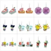 Famous Anime Hook Drop Earrings Movie Earring Cartoon Spongebob Acrylic Earrings Handmade Jewelry Epoxy Resin Fish Hook Earring 1