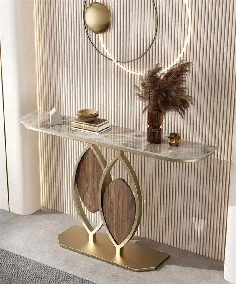 Luxury Slate Creative Console Tables Hallway Entrance Table for Italian Living Room Furniture Wall Semi-circular Porch Cabinet L