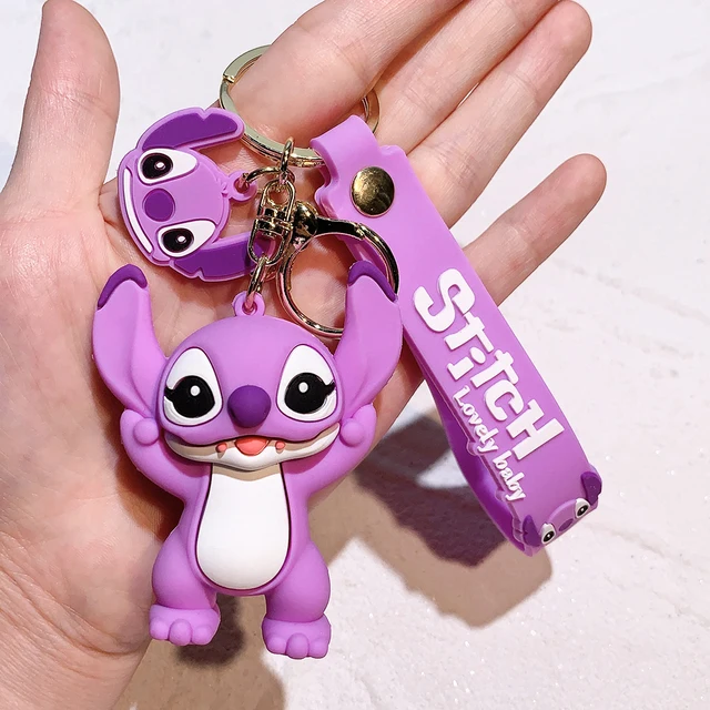 Stitch Tristelilo & Stitch Silicone Keychain - Disney Anime Cartoon Keyring