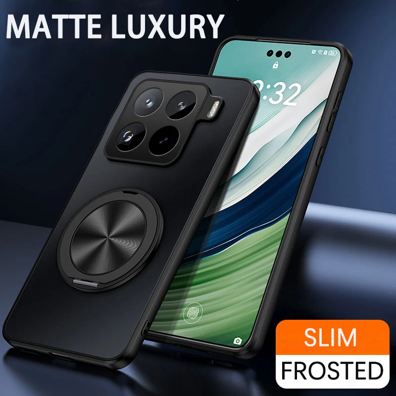 Magnetic Ring Stand Holder Case with Ultra Matte Lens Protector