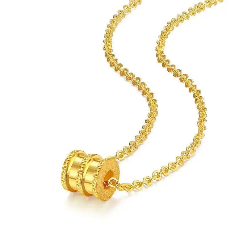 AU999 pure gold necklace female 24K clavicle chain small waist pendant simple temperament jewelry necklace metal seal