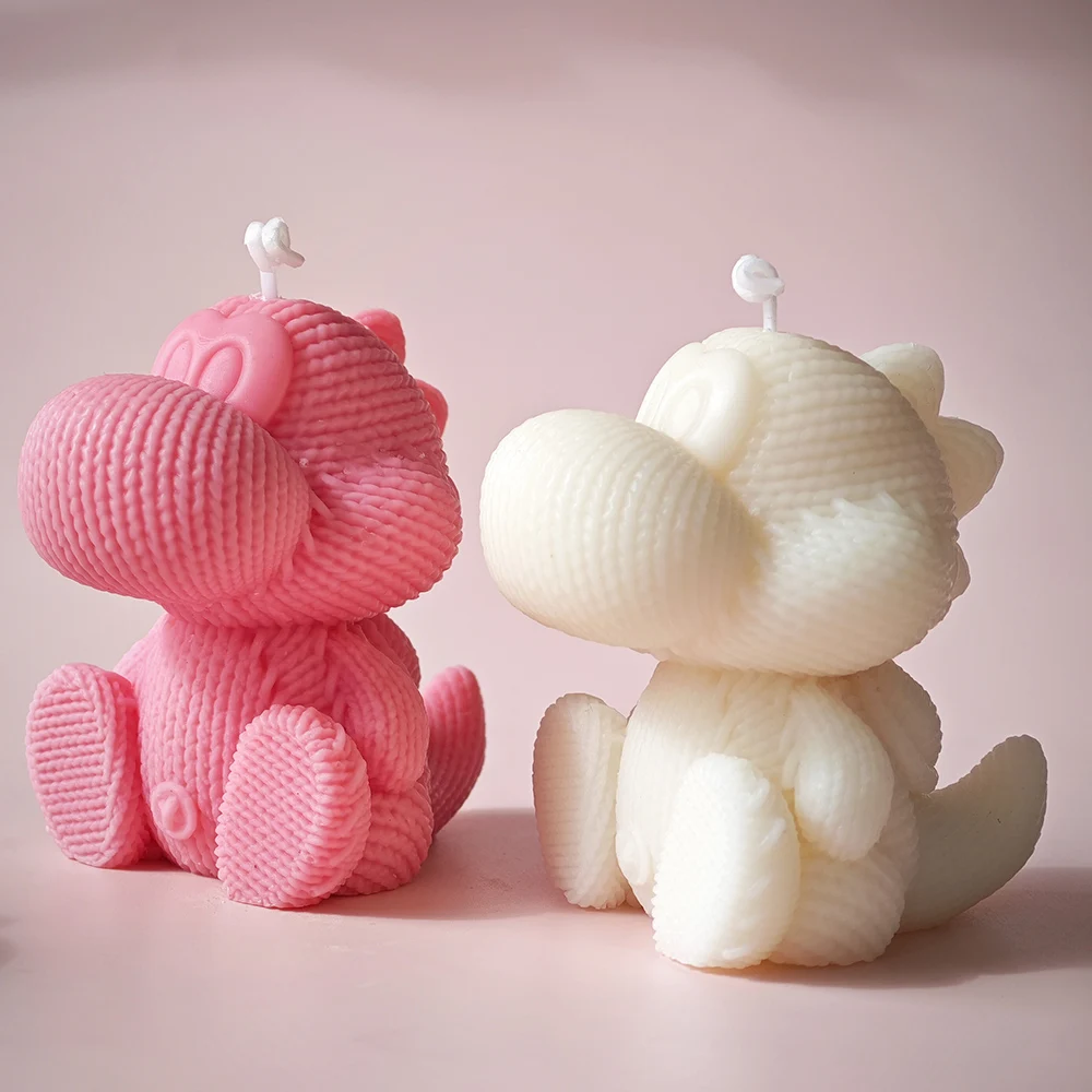 Cute style woven dinosaur mold aromatherapy candle plaster animal ornament ice grid cake mold
