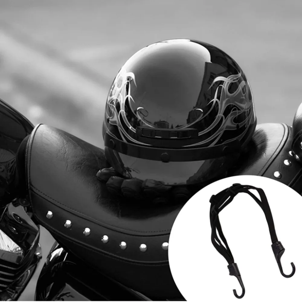 Motorcycle Helmet Luggage Rope Bungee Cord Bandage Retractable Elastic Strap with 2 hooks