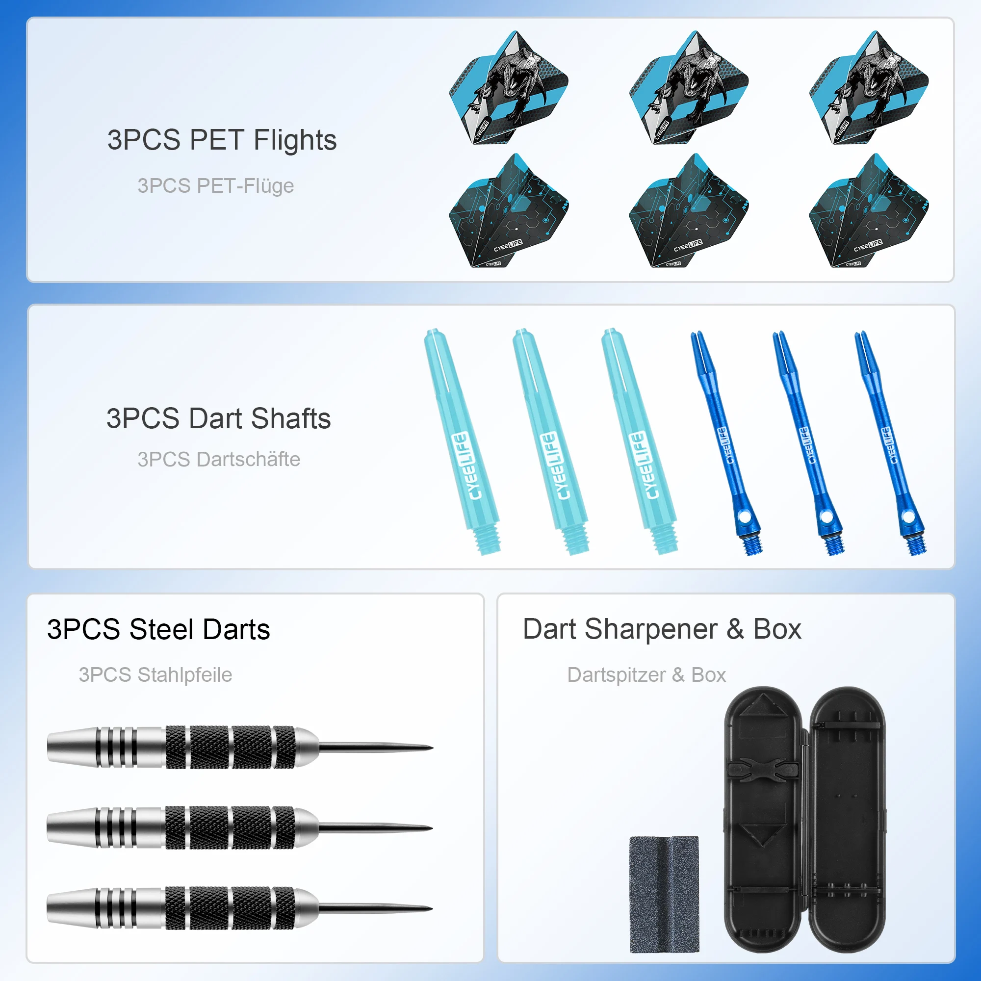 Cyeelife 26g Steeldarts Set Mit Aluminiumschäften Und Etui_voghion.com