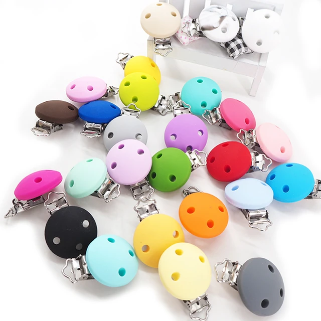 Silicone Pacifier Clip Round Baby Pacifier Holder 10pcs/Set BPA Free Food Grade Silicone DIY Teether Chain Accessories Baby Toy