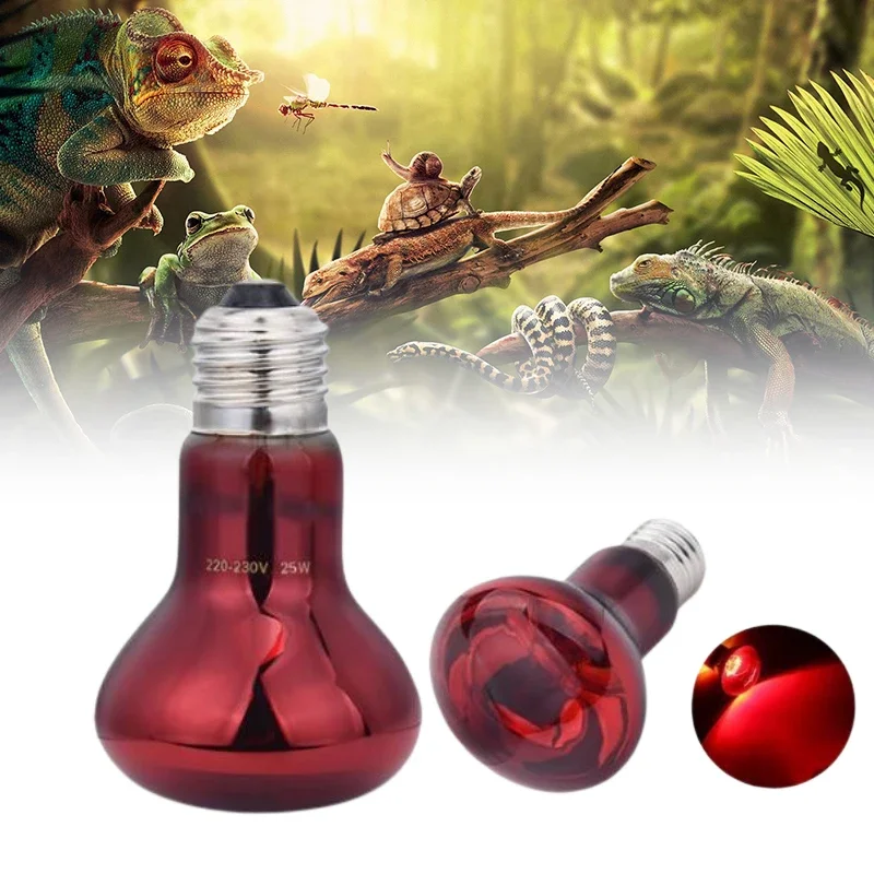 220V UVA Amphibious Red Heating Lamp 25/40/50/75/100W Infrared Lamp Glass Bulb Accessories Reptiles Snake Lizards E27 Reptile Heating Lamp Reptile Light Bulb Reptile Lamp Bulb