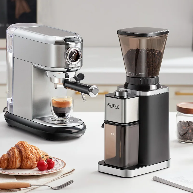 Cafelffe-Electric Smart Burr Mill, Coffee Bean Grinder with 48 Grind Settings, Fully Automatic Grinder, Adjustable Grinding 6
