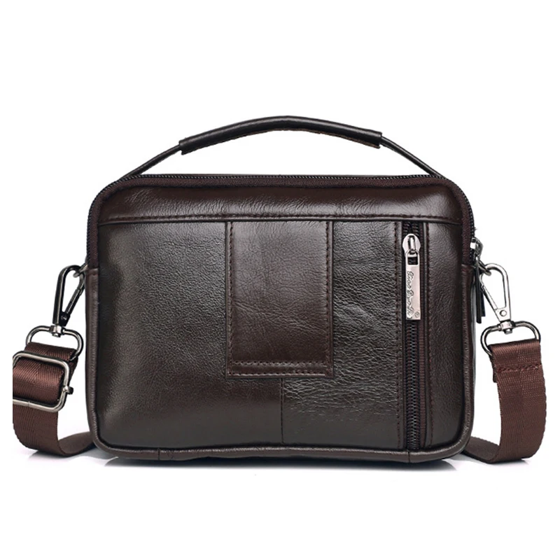 Gli uomini del Pacchetto Della Vita Della Cinghia di Stoffa Bum Bag Multi-Funzione Della Borsa di Affari del Cuoio Genuino Piccolo 7 ''Crossbody del Messaggero Della Spalla borse - immagine 4