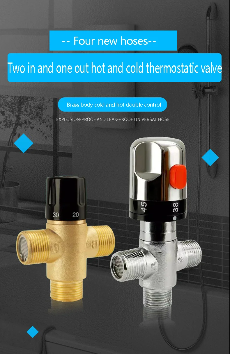 Description Picture 2 of itemTwo in one Out Cold and Hot Constant Temperature All Copper Thickened Three-way Valve Household Multifunctional Triangular Valve