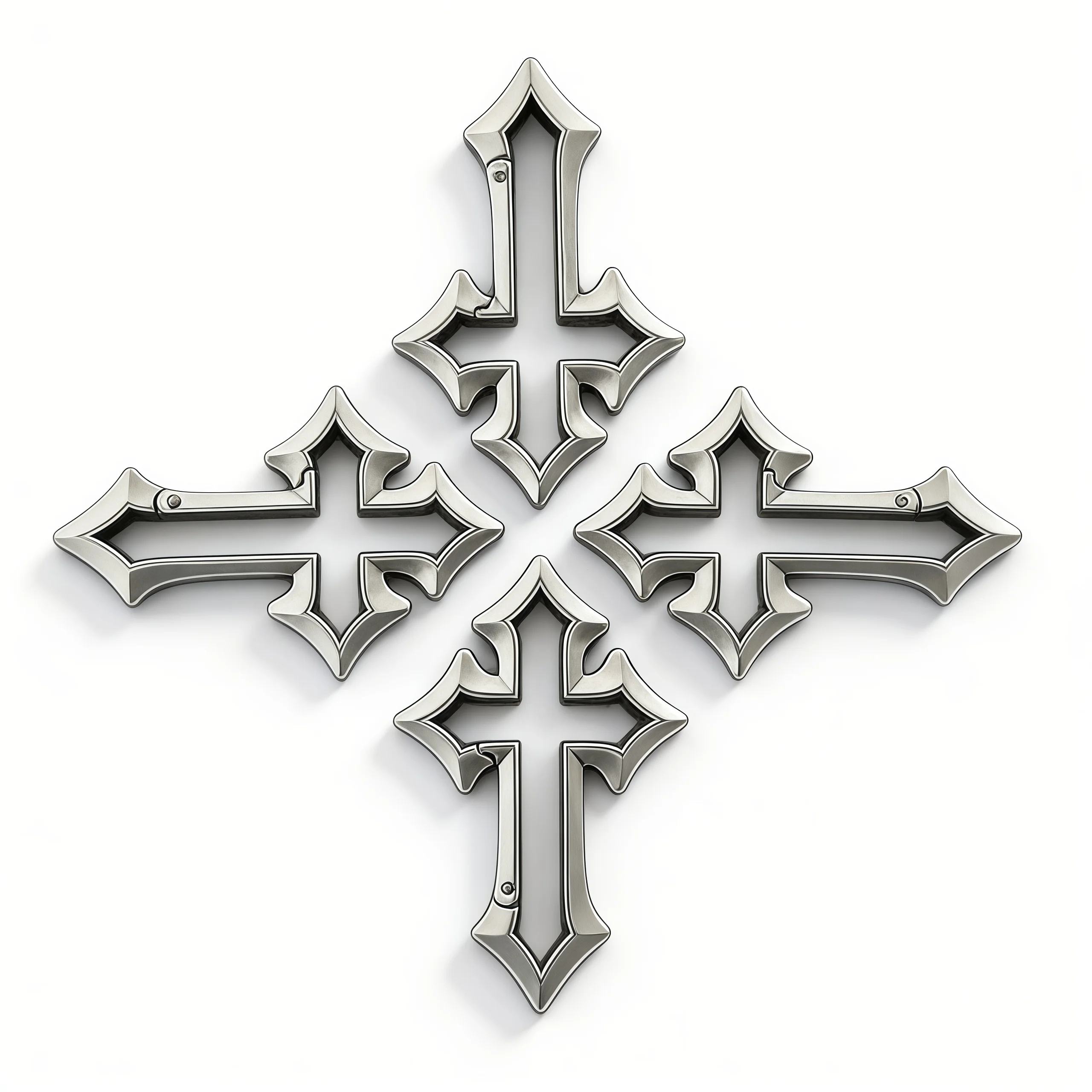 Dual-Tone Silver Cross Keychain: Irregular Lobster Clasp Bag Charm & Streetwear Styling Accessory
