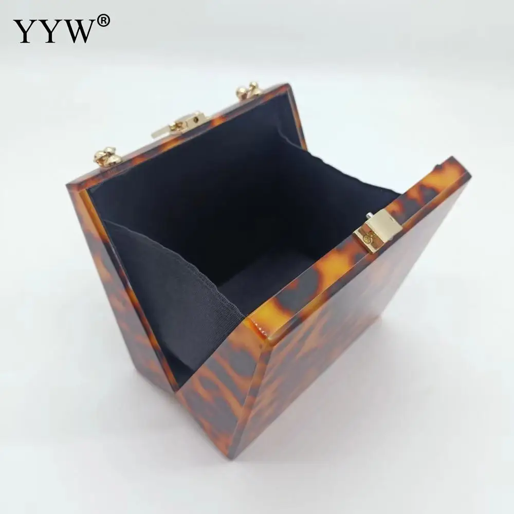 Luxury Leopard Women Evening Acrylic Clutch Bag Designer With Metal Bag Handle Lady Party Wedding Clutch Purse Wallets Chain Bag