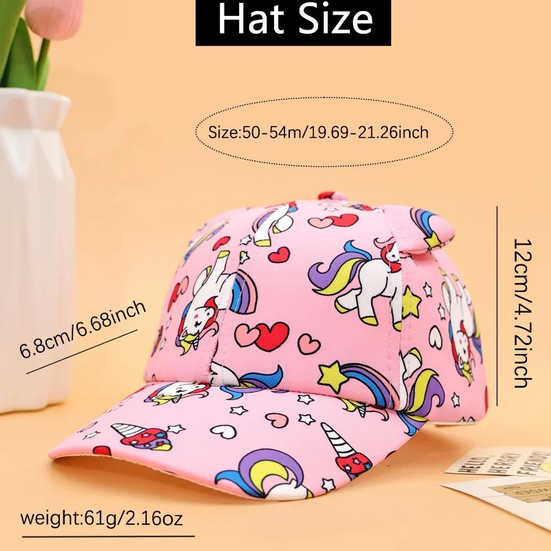 Hot Cartoon Print Kids Children's Baseball Caps for Outdoor Cat Cut Ears Hat Girls Lovely Breathable Sunshade Baseball Cap