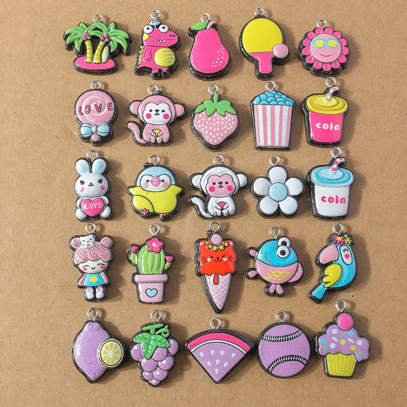 15 Stück Harzmischung Obst Charms Apfel Kirsche Zitrone Charms Anhänger für Schmuckherstellung Ohrringe Halskette DIY Zubehör Zubehör – Detail 14
