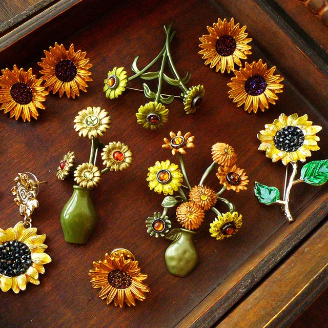 Fashion Design Enamel Sunflower Rhinestone Brooch Pins for Women Fashion  Jewelry Plant Brooches Gift - AliExpress