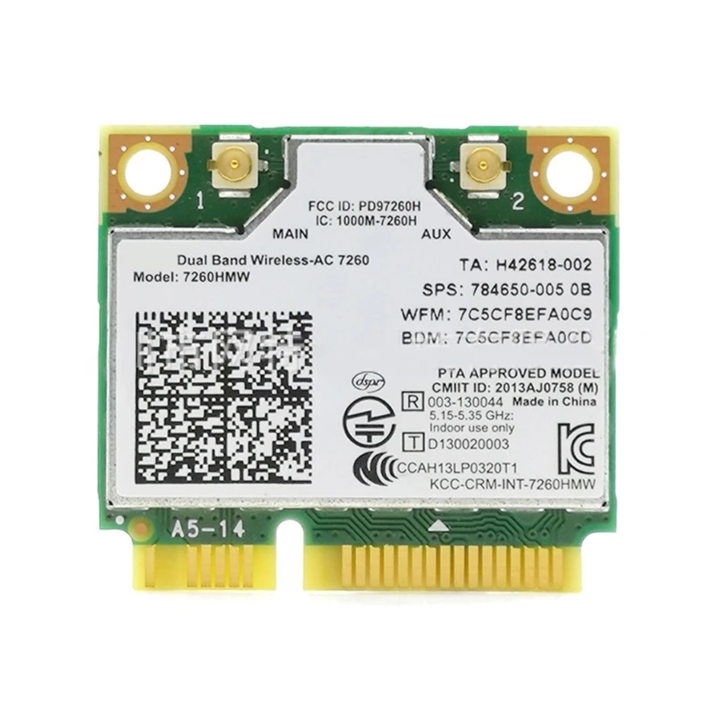 

Половина мини-сетевой карты PCI-E Bluetooth-совместимый адаптер Wi-Fi 1200 Мбит/с двухдиапазонный 2,4/5 ГГц 7260 7260AC