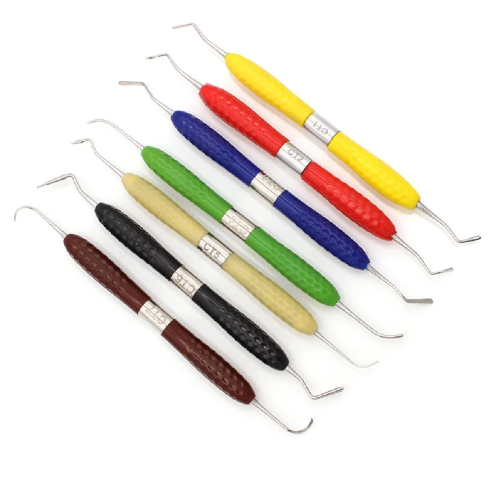 7PCS Double-Edges Dental Resin Aesthetic Restoration RE-Repairer Spatula Silicone Dental Composite Resin Filling Spatula CT1-CT7
