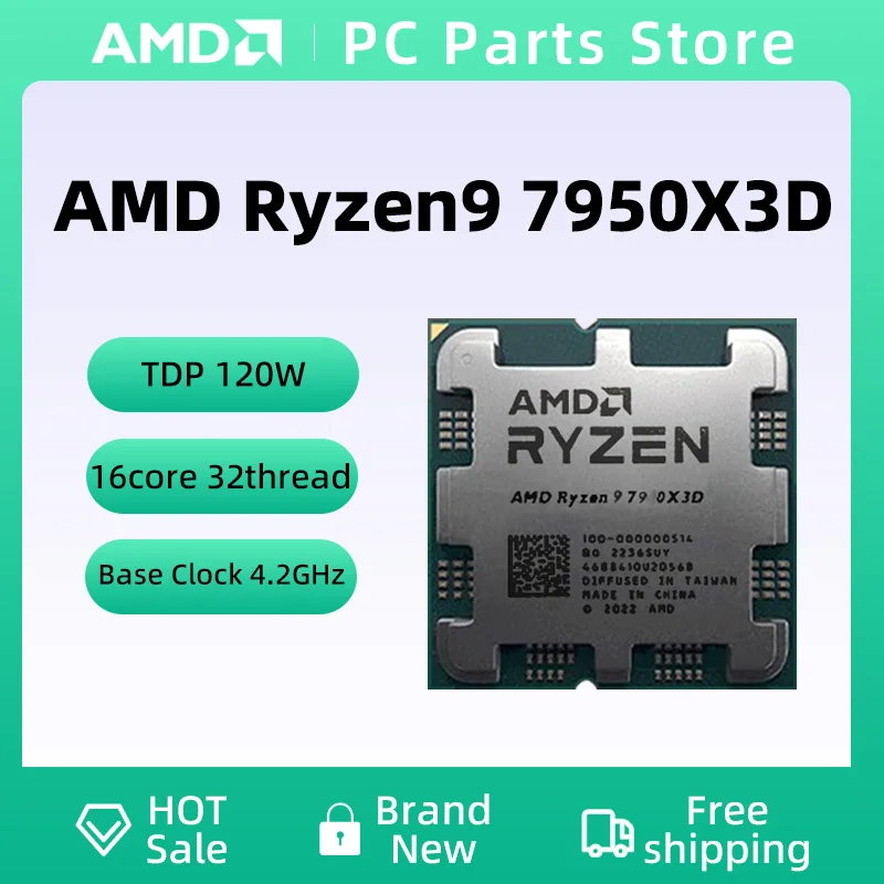 AMD-CPUプロセッサAMDRyzen 9 7950x3d r9 7950x3D,cpuプロセッサ4.2