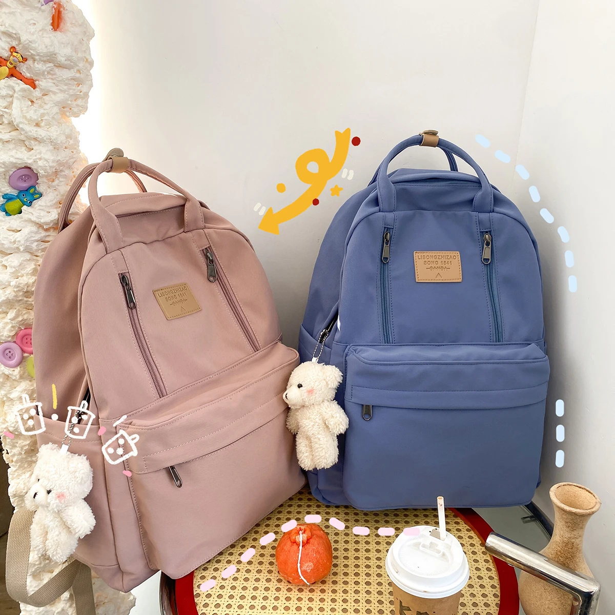 Diehe Solid Color Women Backpack High Quality Youth Waterproof Backpack for Teenage Girls Female School Shoulder Bagpack