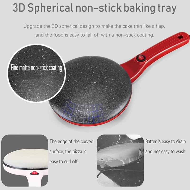 Electric Crepe Maker Machine Pancake Pan Non-Stick Griddle Baking Pan Cake Machine Kitchen Cooking Pie Frying EU Plug