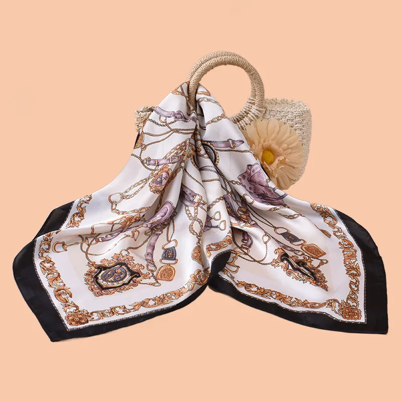 1PC frauen Sommer Strand Zubehör Mode Satin Quadrat Schal 70*70 zoll Multi-verwenden Kopftuch Party Verwenden vielseitig Haar Handtuch – Detail 9