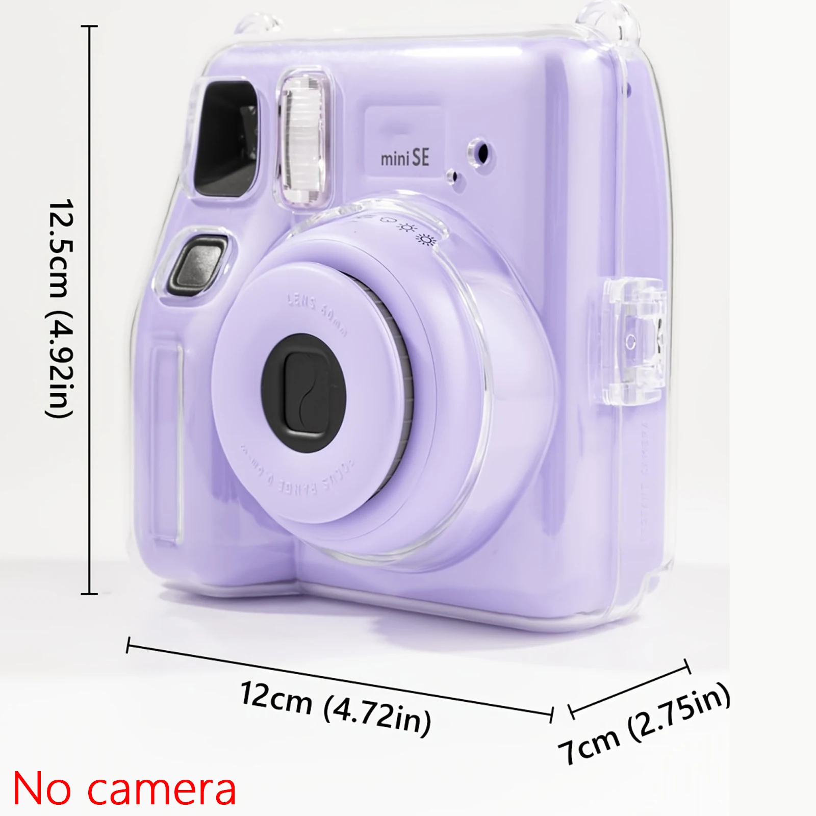 4-piece camera case set for Instax Mini SE camera, hard pvc shell with shoulder strap and decorative stickers-(no camera)