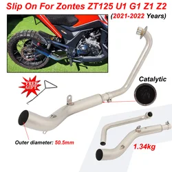 Motorcycle Exhaust System Modify With Front Mid Link Pipe For Zontes ZT125 U1 G1 Z1 Z2 2021 2022 Moto Escape Tube U1