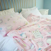 Sanrio Cute Hello Kitty Blanket Warm Flannel Blanket Pillowcase Japanese Style Pattern Printing Blanket Bedspread Bedroom Girl 3
