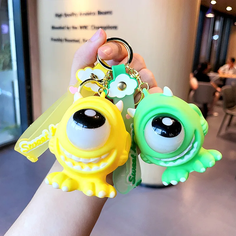 

One-eyed monster creative pop-eyed cute pinch keychain cartoon schoolbag pendant trinket grab machine doll wholesale