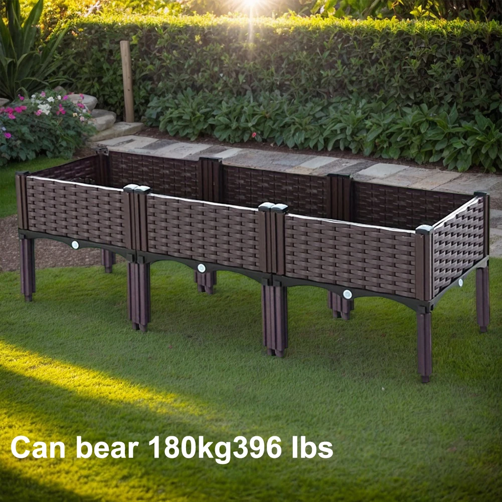 Plastic Raised Garden Bed with Drainage Holes for Patio