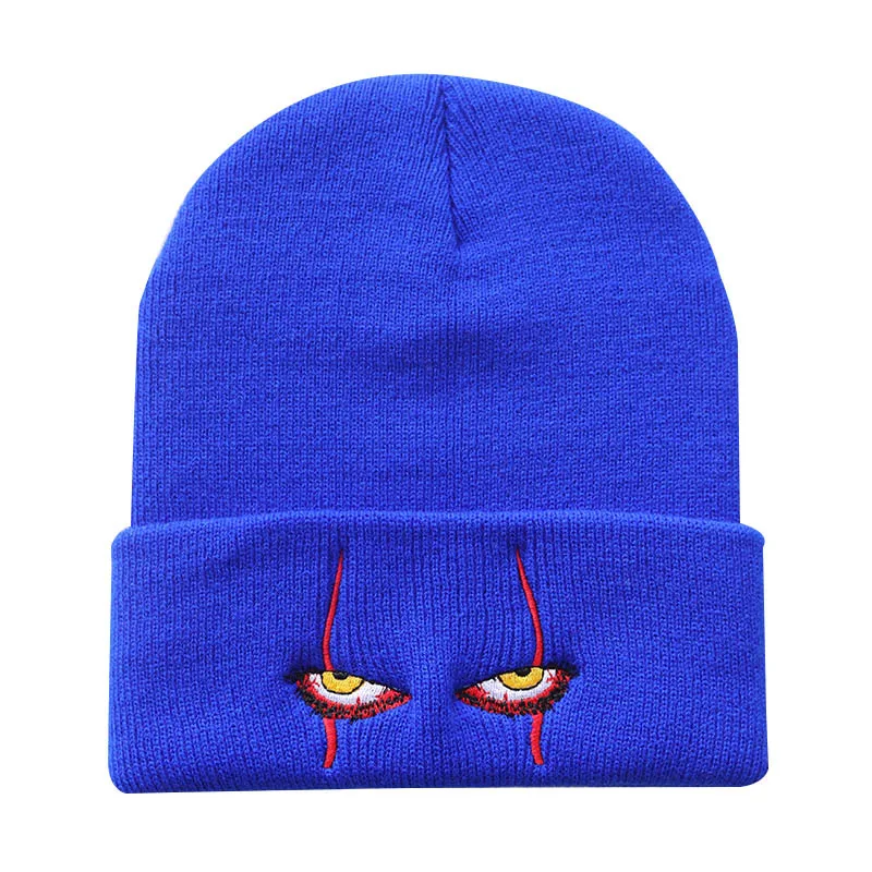 Knitted Beanie Hat 6 Styles Unisex Winter Soft Outdoor Solid Color Pennywise scary eyes for Kids Casual Outside Halloween