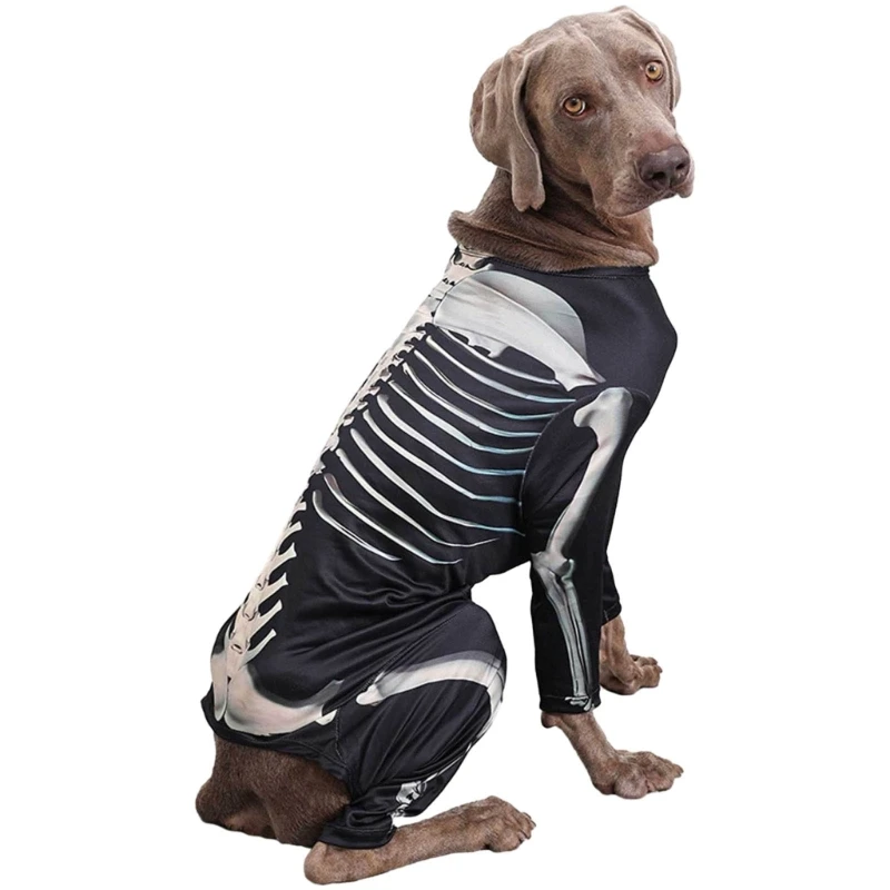 

D0AD Large Dogs Hoodie, Puppy Clothes, 4Leg Sweatshirt, Halloween Skeleton Costume