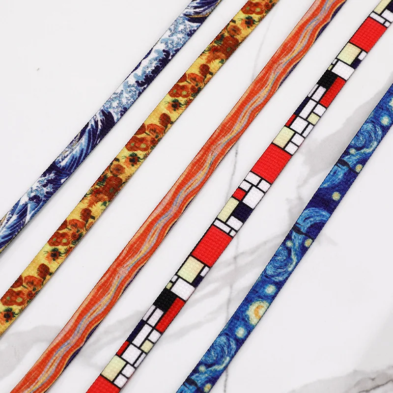 Bunte Schnürsenkel für Männer und Frauen, flache Schnürsenkel für Turnschuhe, dekoratives Muster, berühmte Malerei, Schnürsenkel, 5 Farben – Detail 2