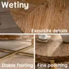 33.86" Modern Retro Splicing Round Coffee Table,Fir Wood Table Top with Gold Cross Legs Base 4