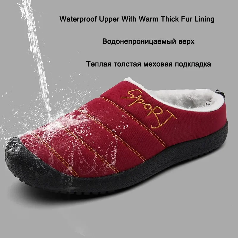 Winter Home Men Slippers With Thick Plush Indoor Mens Fur Slides Plus Size 47 Warm Bedroom Men's Shoes House Slipper Shoes Male fur slippers plush slippers