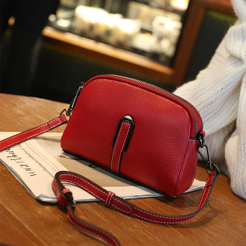 Top Layer Cow Leather Small Bag Women 2024 New Fashionable and Versatile Trend Crossbody Bag Ladies' Casual Shoulder Phone Bag