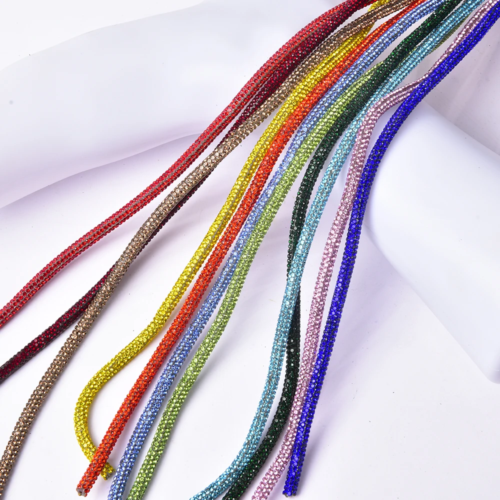

6mm Glitter Rhinestones Sequins Trimmings Colorful Tube Cord Rope Strings Dor Diy Garment Shoes Party Decoration Wedding