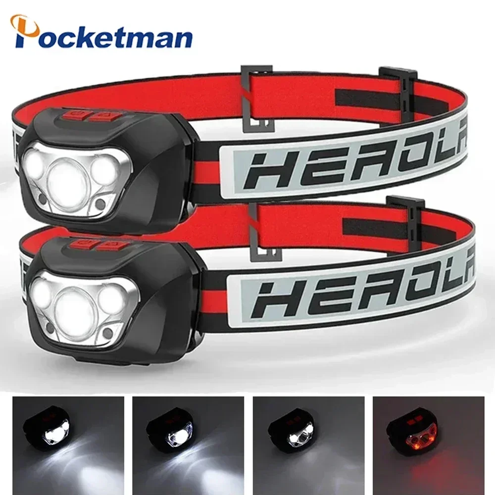 

High Lumen 6 Modes LED+COB Headlamp Waterproof Headlight Super Bright Camping Head Lamp Night Emergency Head Light