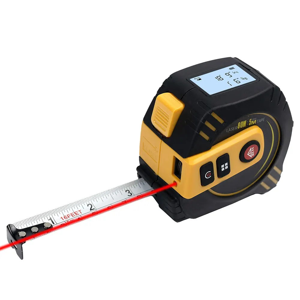Multifunction Laser Rangefinder Rechargeable 80m 40m 5m tape LCD Display Backlight Laser Tape Distance Measure
